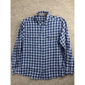 Toad & Co Flannel Shirt Men's XXL Blue Plaid Long Sleeve Organic Cotton Button